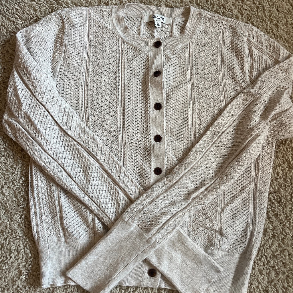 The Signature Knit Pointelle Cardigan Madewell Brand